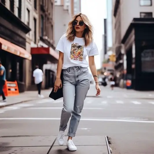 Graphic T-shirts With Girlfriend Jeans