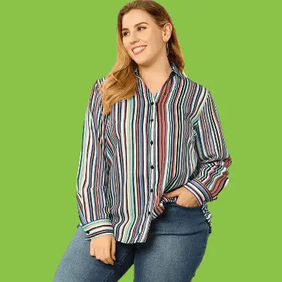 Striped Shirts With Boyfriend Jeans For Plus-Size Women