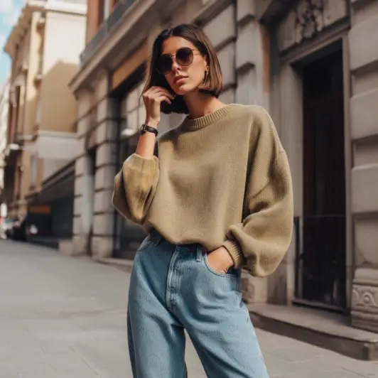 Oversized Sweater With Dad Jeans for women