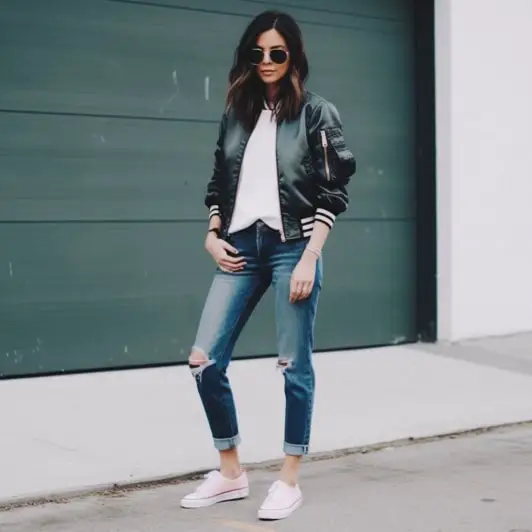 Bomber Jacket With Girlfriend Jeans