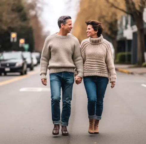 Chunky Sweater With Boyfriend Jeans for 40 years old women
