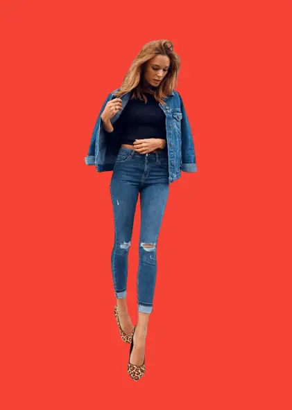 Denim Jacket With High Rise Jeans
