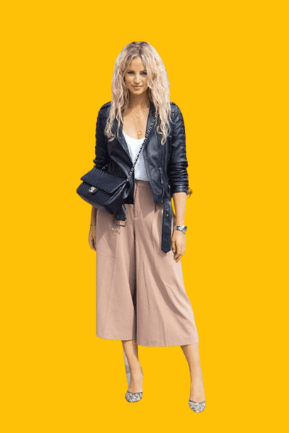 Leather Jacket With Gaucho Pants