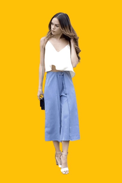 V-neck Blouse With Gaucho Pants