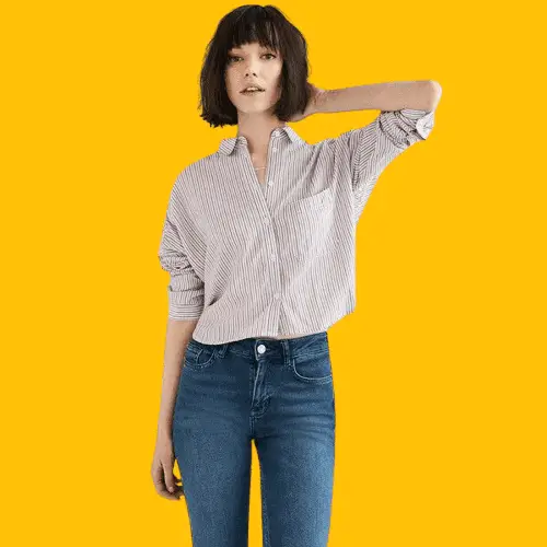 Button-down Shirt With Cropped Jeans