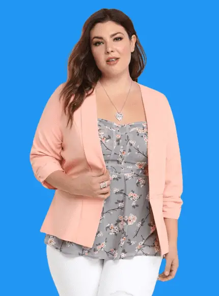 Ruched Sleeve Blazer With Ankle Pants For Plus Size, How To Wear Ankle Pants Plus Size