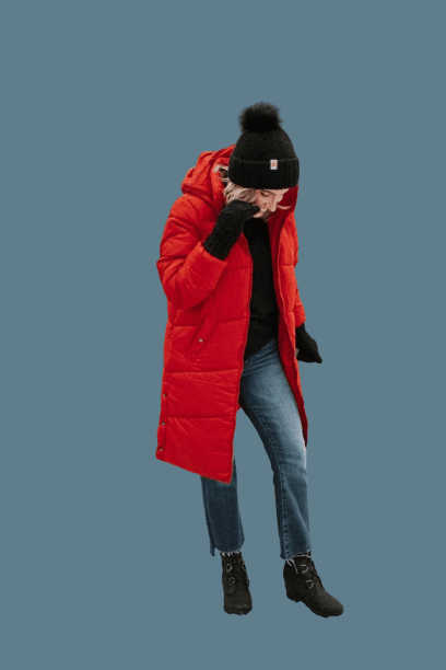 uffy Coat With Cropped Jeans in Winter