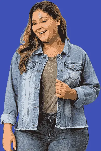 Denim Jacket With Bell Bottom Jeans for plus size women