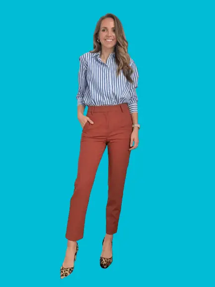 Stripe Button Down Shirt With Ankle Pants