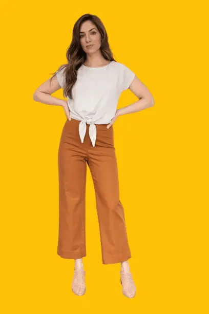 Gaucho pants outfit ideas with Tie-front Top With Gaucho Pants