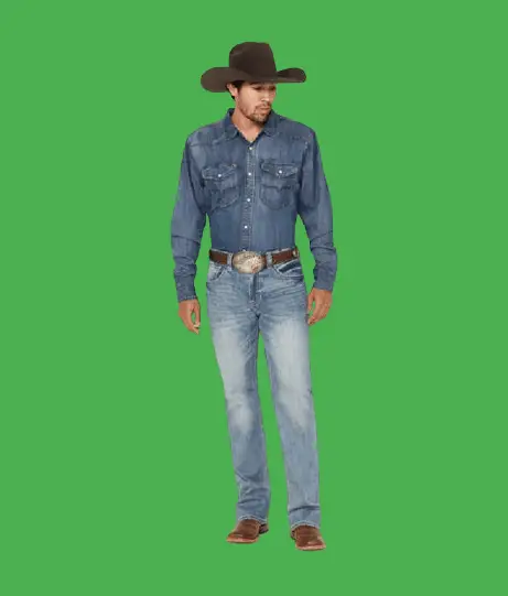 Denim Shirt With Cowboy Jeans