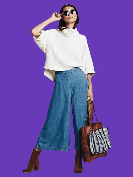 Culottes for Women Wide Leg Gaucho Pants Capris for Women high Waist  Palazzo SM | eBay