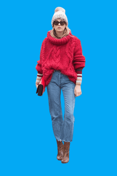 Oversized Sweater With Cropped Jeans in Winter