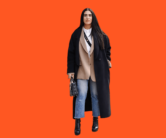 Long Coat With Cropped Jeans in Winter