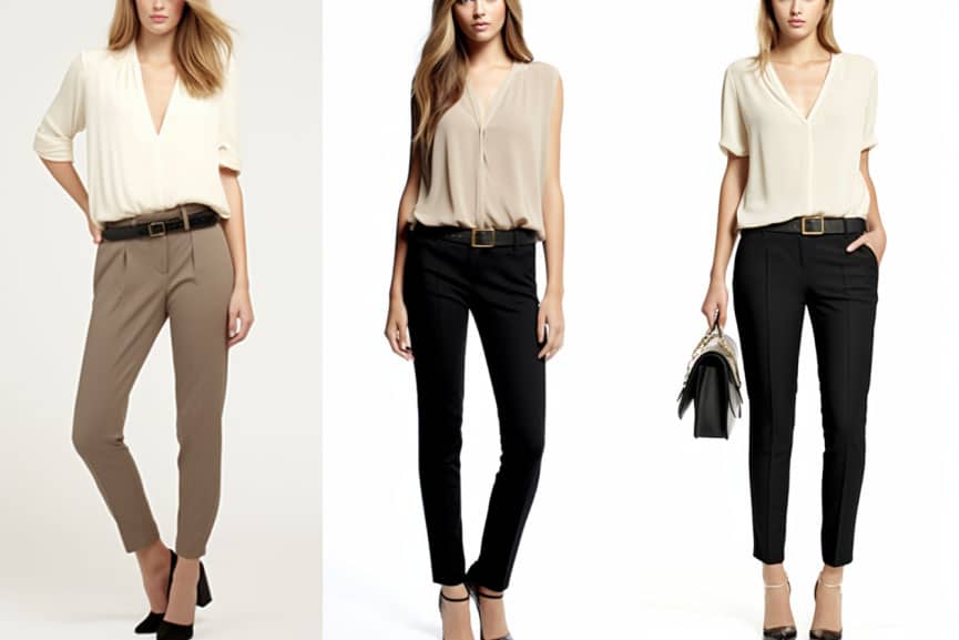 V-neck Blouse With Black Ankle Pants,how to wear black ankle pants