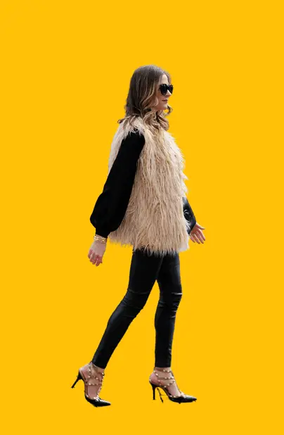 Faux Fur Vest With Ankle Pants, how to wear ankle pants in winter