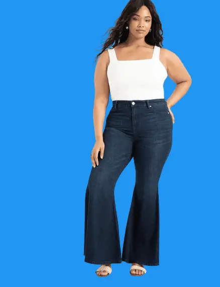 Tank Top With Bell Bottom Jeans for plus size women