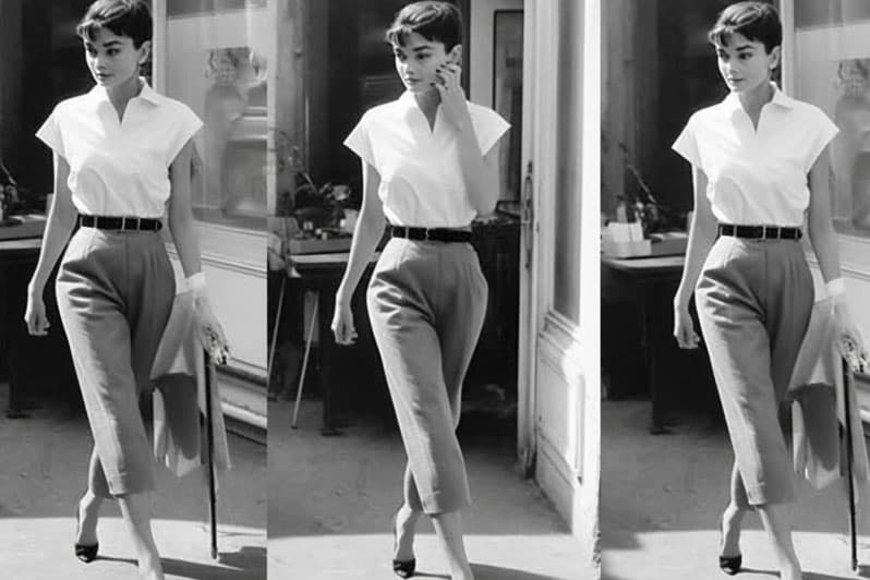 Cropped trousers sale audrey hepburn