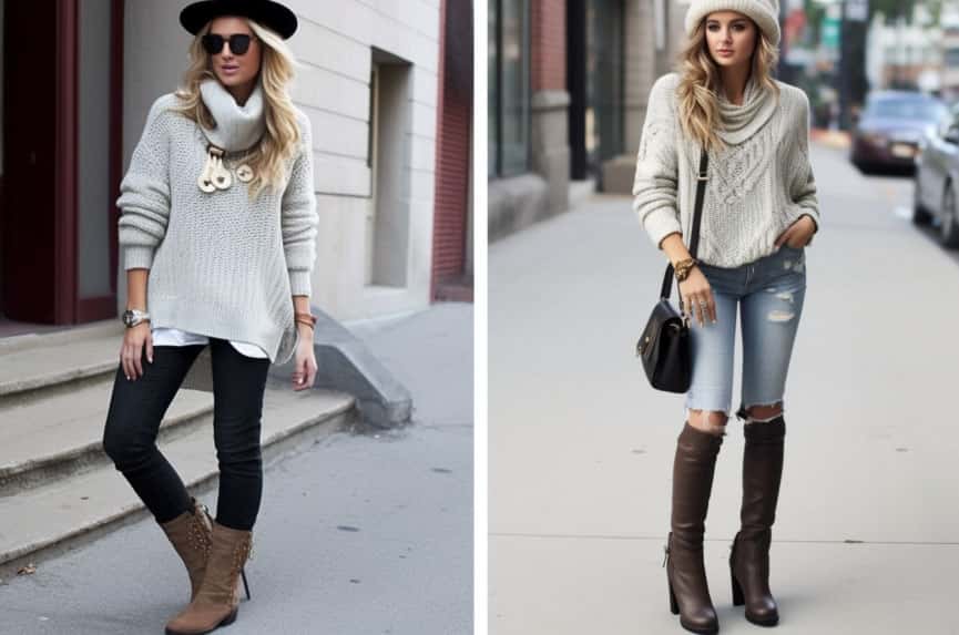 how to wear distressed jeans in winter