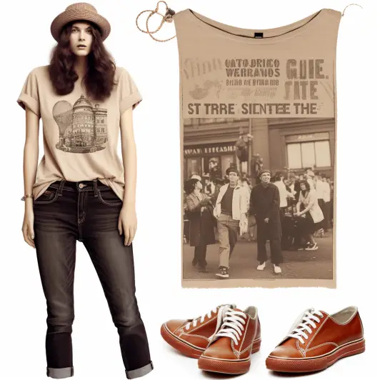 Vintage Band Tee With Cuffed Jeans And Sneakers