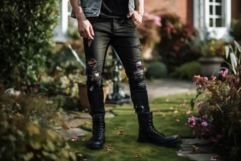 Biker Boots and Black Ripped Jeans