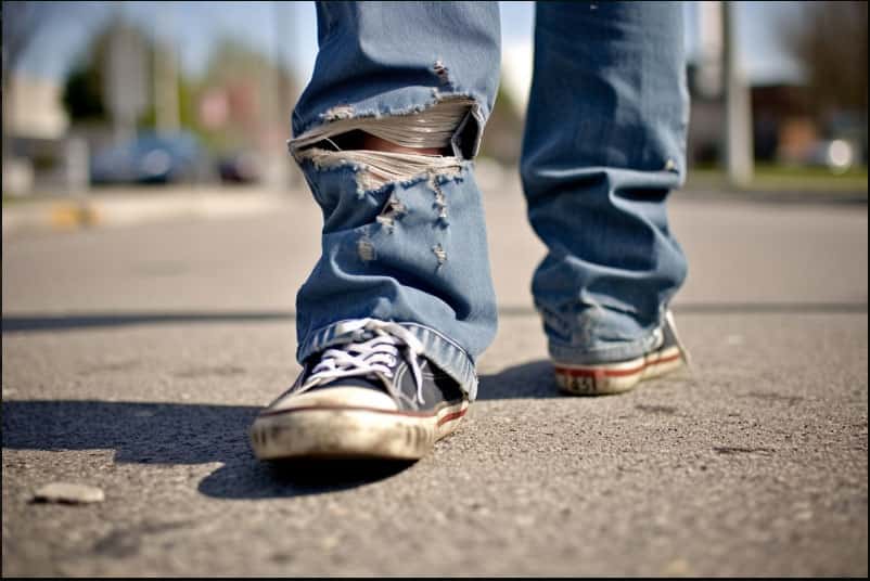 Canvas Shoes With Ripped Jeans