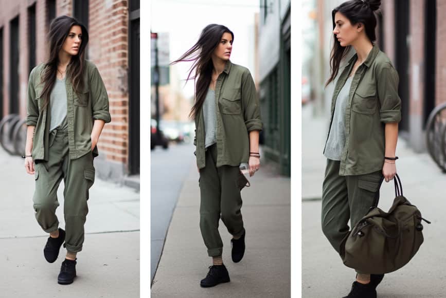 Cold weather fashion: Capri pants for winter: Cargo Jacket With Capri Pants, 