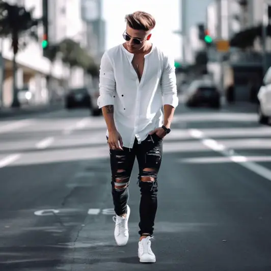 what to wear with black ripped jeans