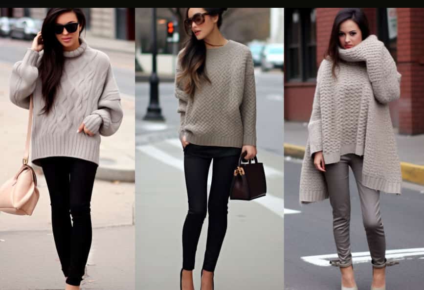 Winter outfit ideas with capri pants: Chunky Knit Sweater With Capri Pants