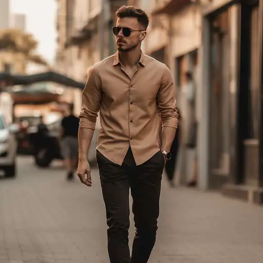 Mix and Match: Brown Shirt Black Pants Outfit Ideas for Men
