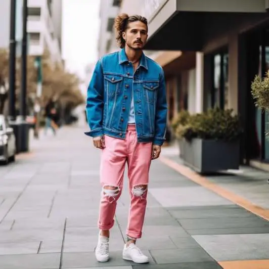 Denim Jacket with Pink Pants