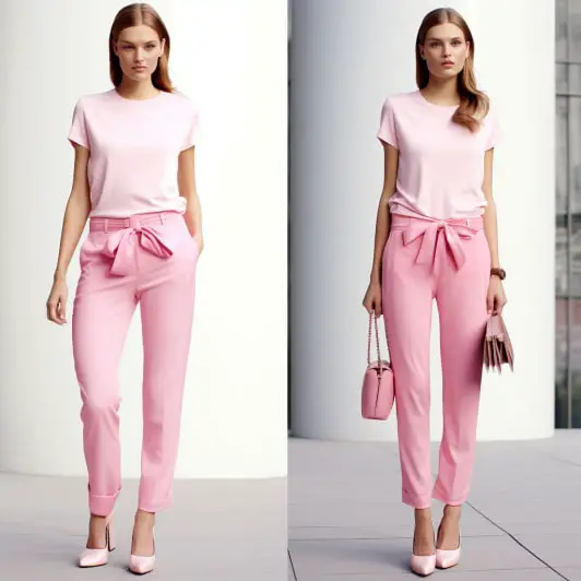 Outfit ideas for pink pants: Crew-Neck T-Shirt with Pink Pants