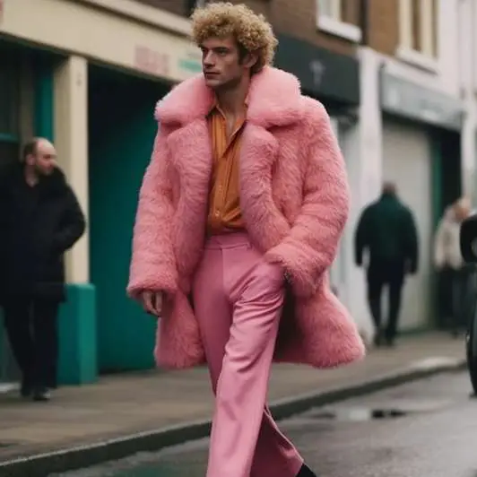 Fur Coat with Pink Pants