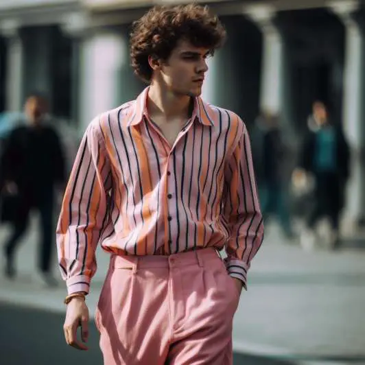 pink pant combination shirt- Striped Long Sleeve Shirt with Pink Pants