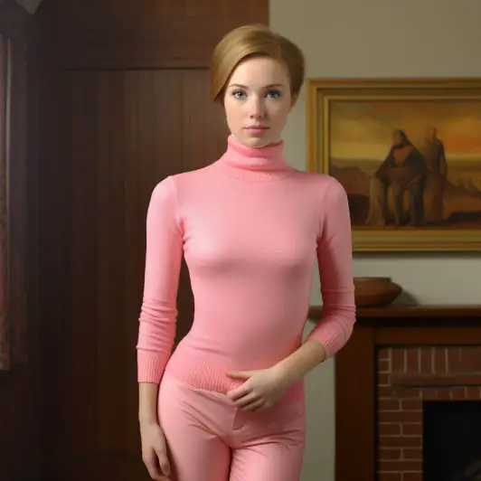 Knit Turtleneck with Pink Pants