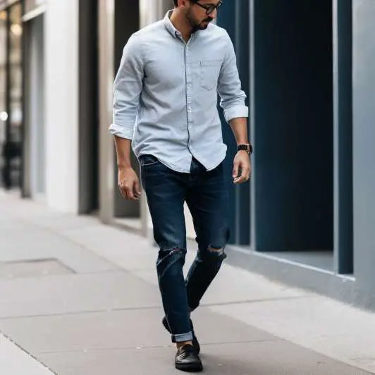 Black shoes with blue jeans fashion