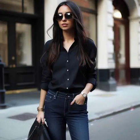 15 Outfit Ideas With Black Shirt Light Jeans For Women