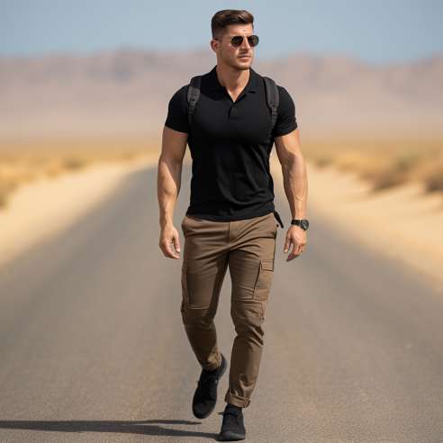 Black polo shirt outlet with khaki pants