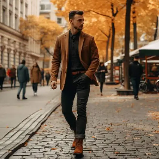Blazer With Black Jeans And Brown Boots