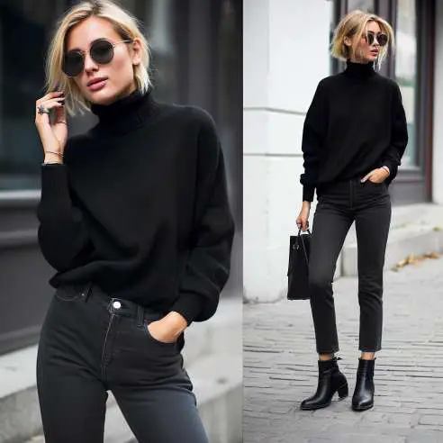 black jeans black boots outfit for women