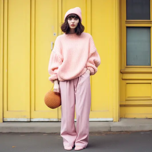 Matching colors for pink pants: Oversized Sweater with Pink Pants