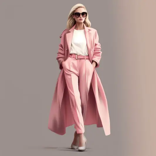 Matching colors for pink pants: Long Coat with Pink Pants