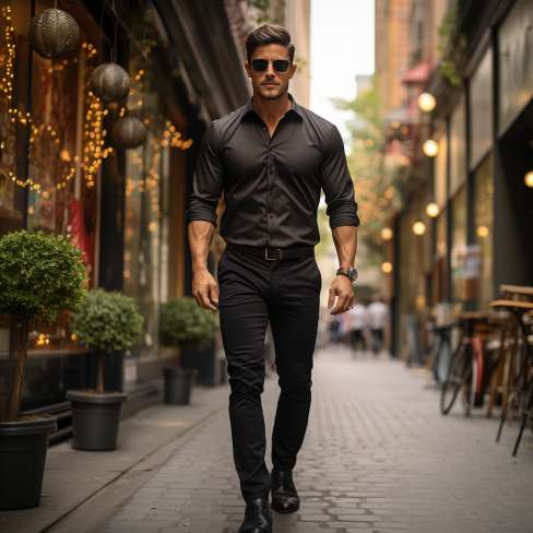 Black shirt shop smart casual