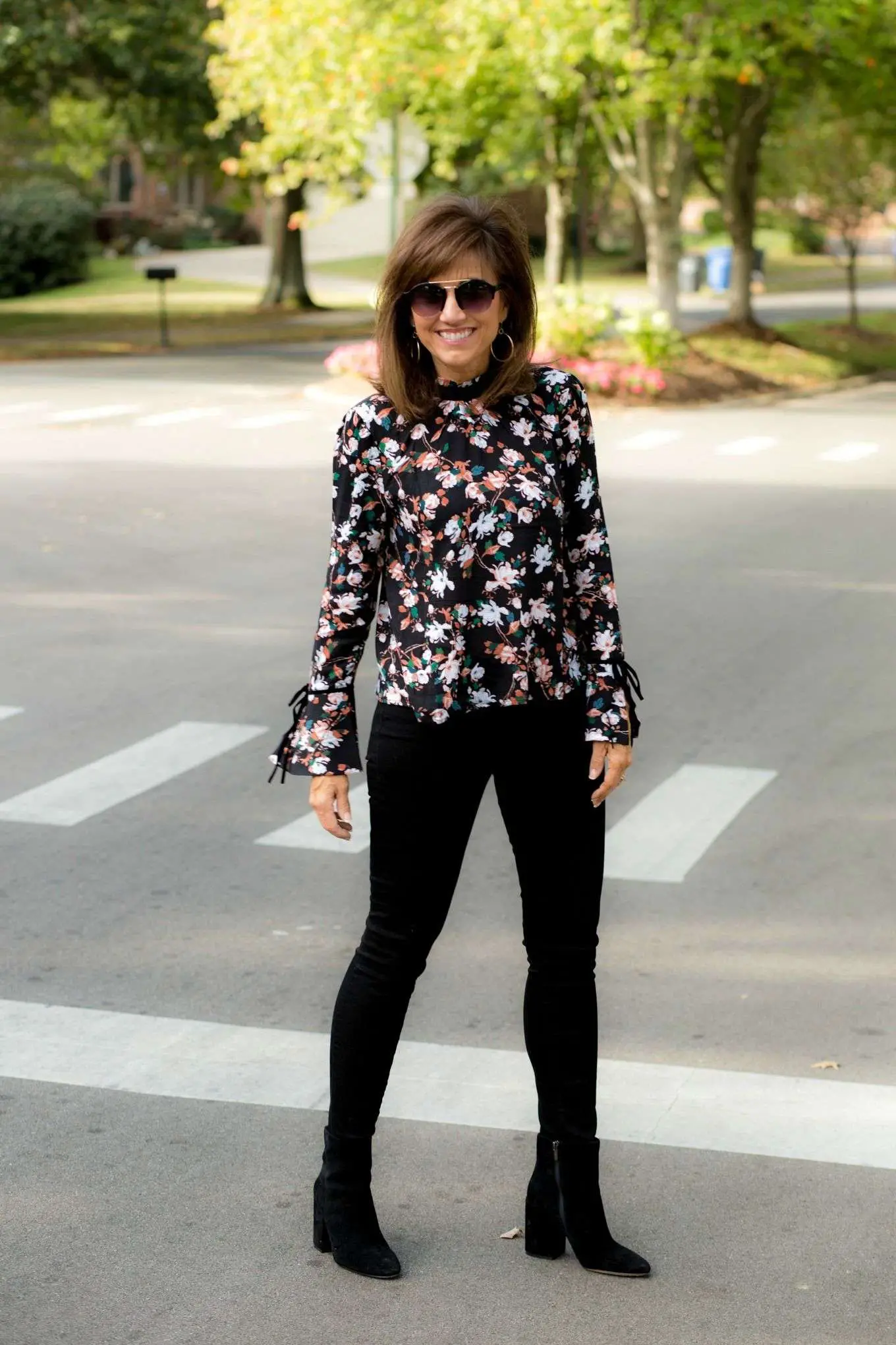 Flowy Floral Blouse With Black Jeans