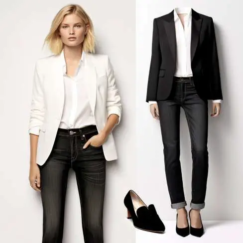 How to Wear a Black Tuxedo Jacket with Jeans for Women