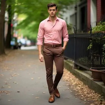 Style Guide for Men | How to Wear Brown Pants with a Pink Shirt?