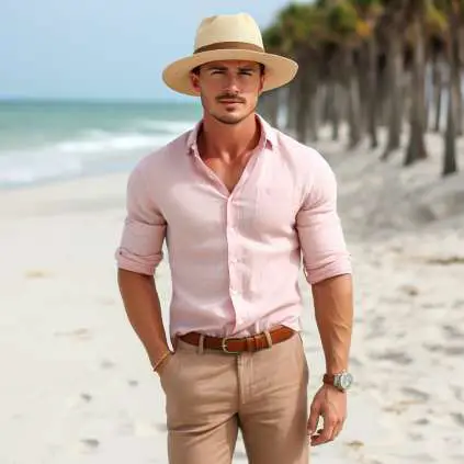 How to Wear Brown Pants with a Pink Shirt